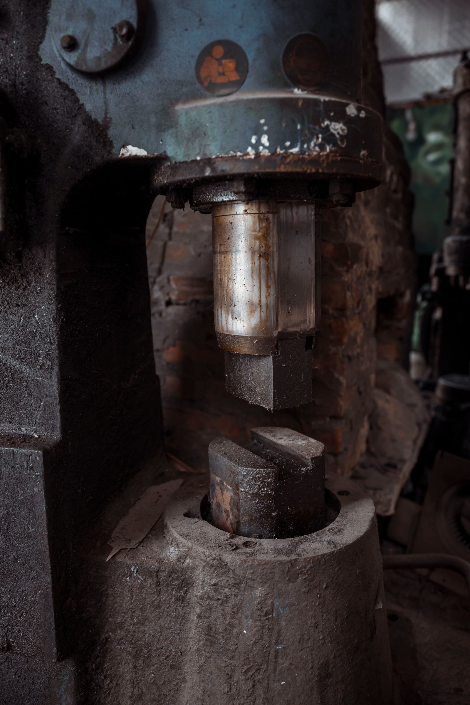 Close-up of heavy industrial machine parts