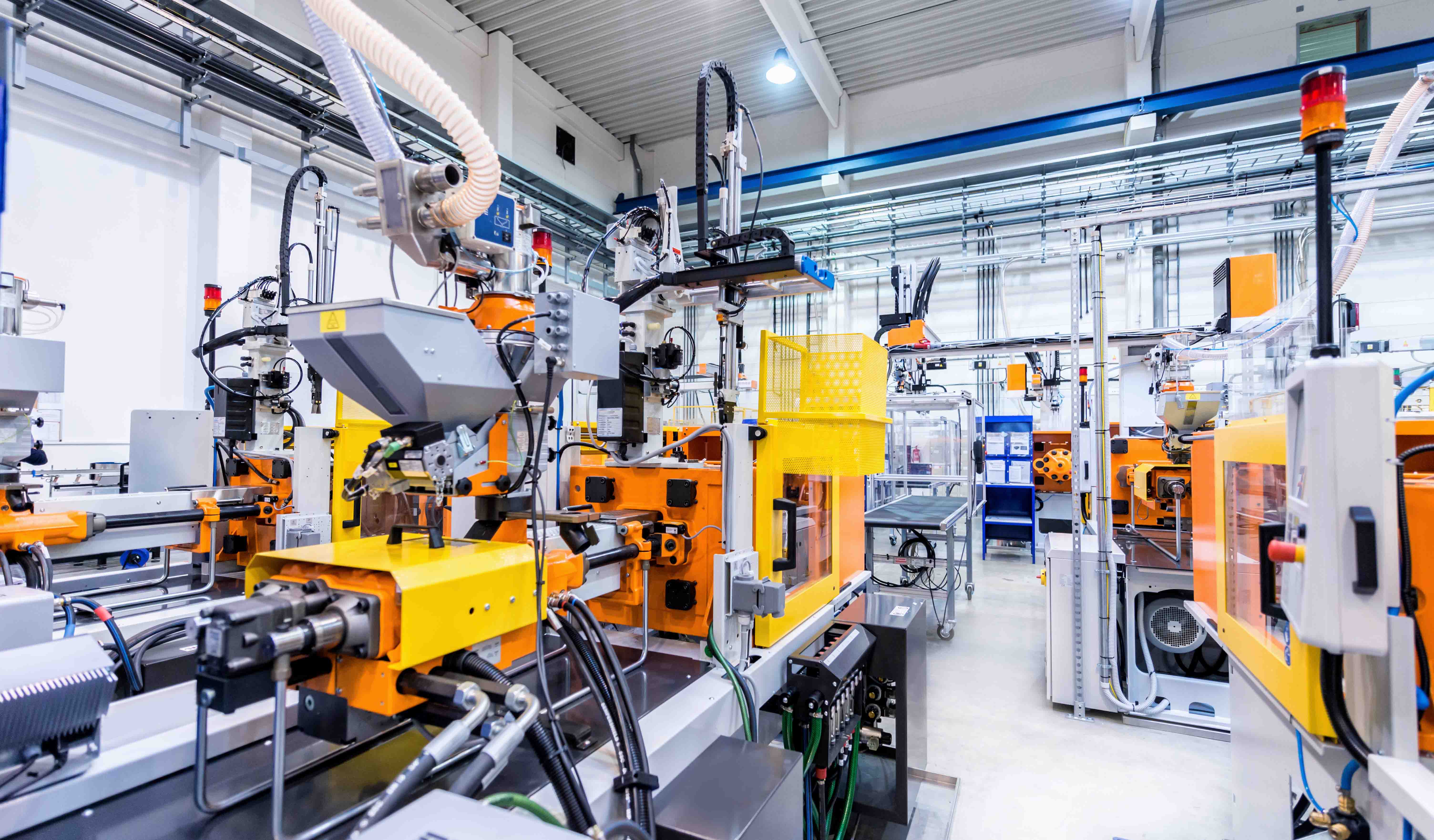 Industrial machine tools and machinery in a factory